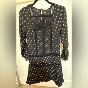 Veronica Beard Black Dress with White Floral Accents